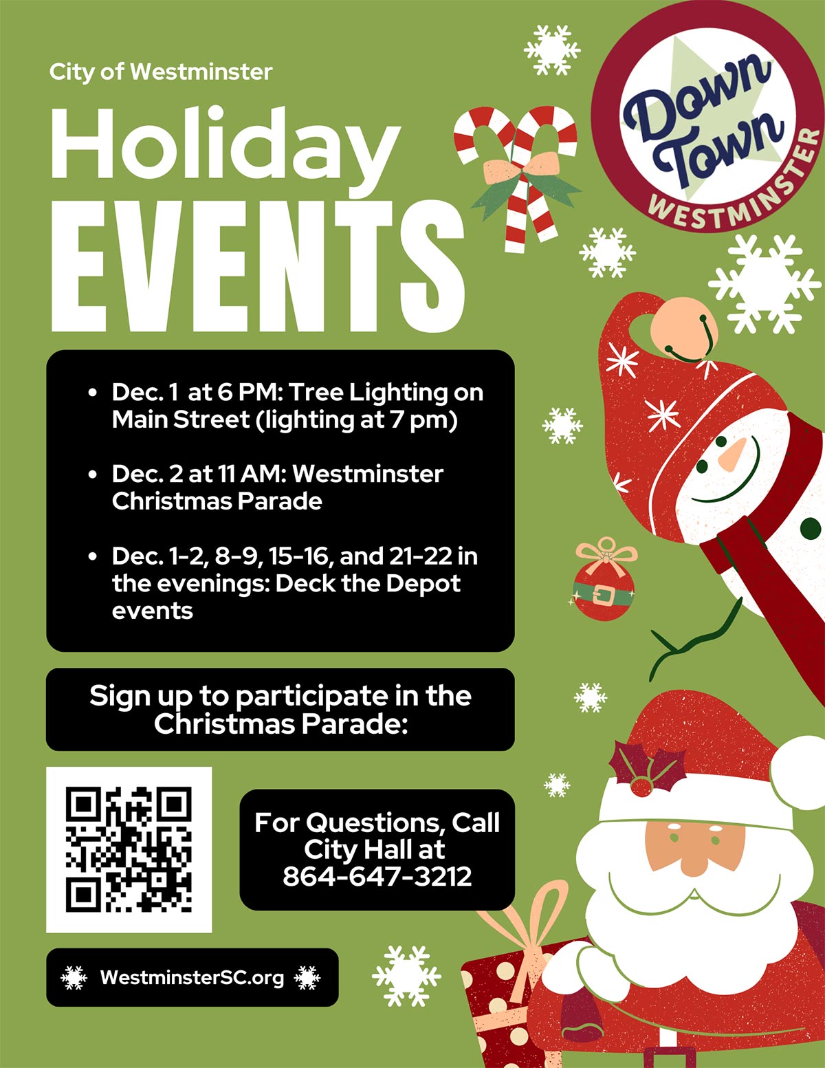 Holiday Events schedule