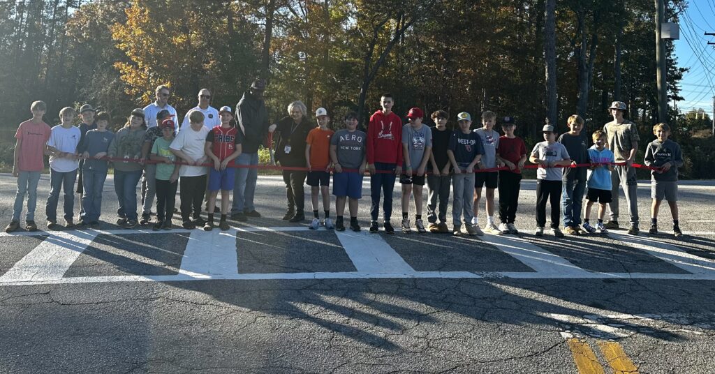 Recreation Participants Cut the Ribbon at the New Crosswalk of Hall Road and Anderson Avenue